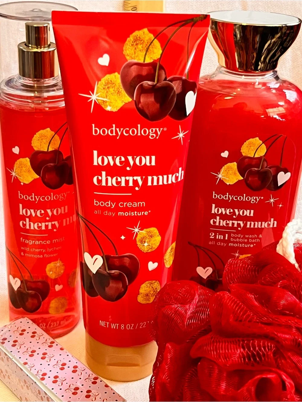 Bodycology Love You Cherry Much Red Body Cream & Wash Bundle